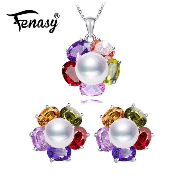 fenasy 925 sterling silver pearl jewelry sets natural pearl stud earrings for women romantic colorful flower pendant necklace, Black
fenasy 925 sterling silver pearl jewelry sets natural pearl stud earrings for women romantic colorful flower pendant necklace, Black