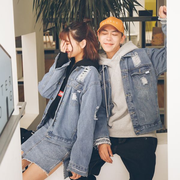 autumn new broken hole trend mens coat super personality couple wild casual denim jacket exquisite workmanship couple outwear, Black;brown
autumn new broken hole trend mens coat super personality couple wild casual denim jacket exquisite workmanship couple outwear, Black;brown