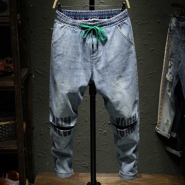 korean fashion knee holes ripped jeans mens hip hop harem pants streetwear blue trousers elastic waist man clothes
korean fashion knee holes ripped jeans mens hip hop harem pants streetwear blue trousers elastic waist man clothes
