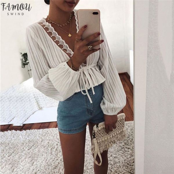 high street women white crop striped blouse lace deep v neck solid lantern sleeve shirts eleghant lady waist lace up
high street women white crop striped blouse lace deep v neck solid lantern sleeve shirts eleghant lady waist lace up