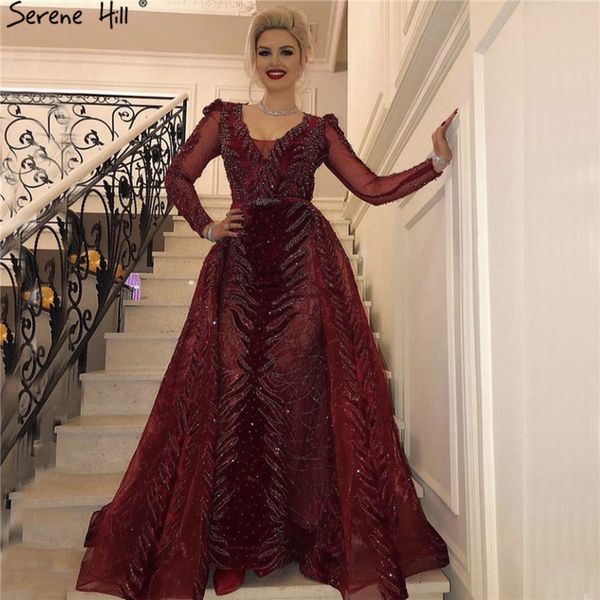 dubai luxury design wine red evening dresses 2019 v-neck long sleeve beading sequined evening gowns serene hill la60903, White;black
dubai luxury design wine red evening dresses 2019 v-neck long sleeve beading sequined evening gowns serene hill la60903, White;black
