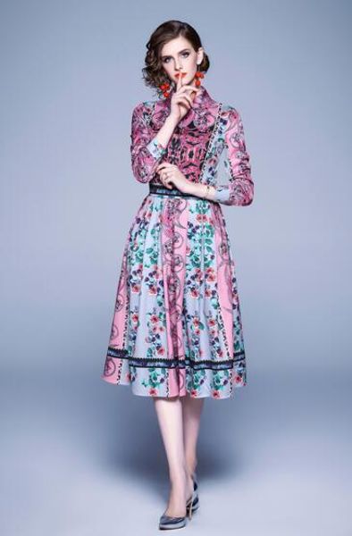 european and american new contrast color positioning printing autumn and winter women's mid-length dress, Black;gray
european and american new contrast color positioning printing autumn and winter women's mid-length dress, Black;gray
