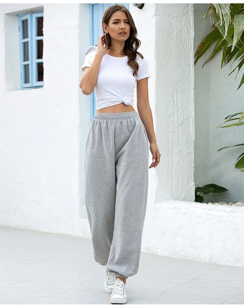 fashion women loose pencil pants female summer high waist pants casual pure color clothes, Black;white
fashion women loose pencil pants female summer high waist pants casual pure color clothes, Black;white