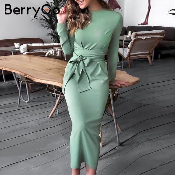 berrygo elegant lace up bow tie midi women dress high waist office ladies vestidos autumn winter bodycon female party dresses, Black;gray
berrygo elegant lace up bow tie midi women dress high waist office ladies vestidos autumn winter bodycon female party dresses, Black;gray