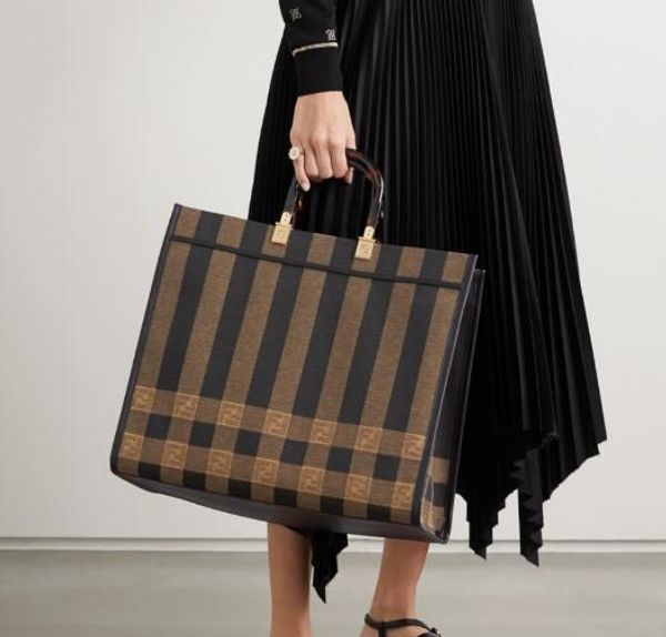 

FENFD багет высокое качество бренд холст FF роскошные натуральная кожа модный бренд дизайнер сумочка Sunshine Shopper женская сумка тотализаторы