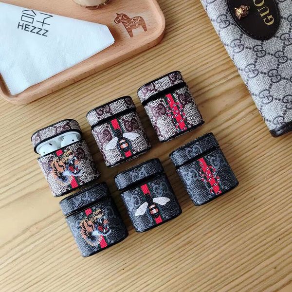For apple airpod ca e bee tiger pattern earphone ca e with hook cla p keychain anti drop pu leather airpod protective cover bag For apple airpod ca e bee tiger pattern earphone ca e with hook cla p keychain anti drop pu leather airpod protective cover bag