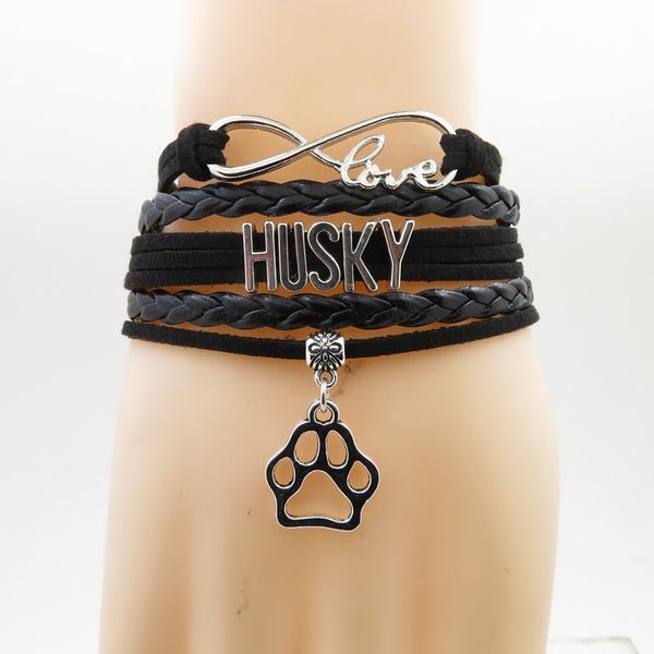 браслет из замши ручной работы infinity love браслет для собак-хаски когти для собак очарование хаски-мама подарочные кожаные браслеты, Golden;silver 
браслет из замши ручной работы infinity love браслет для собак-хаски когти для собак очарование хаски-мама подарочные кожаные браслеты, Golden;silver