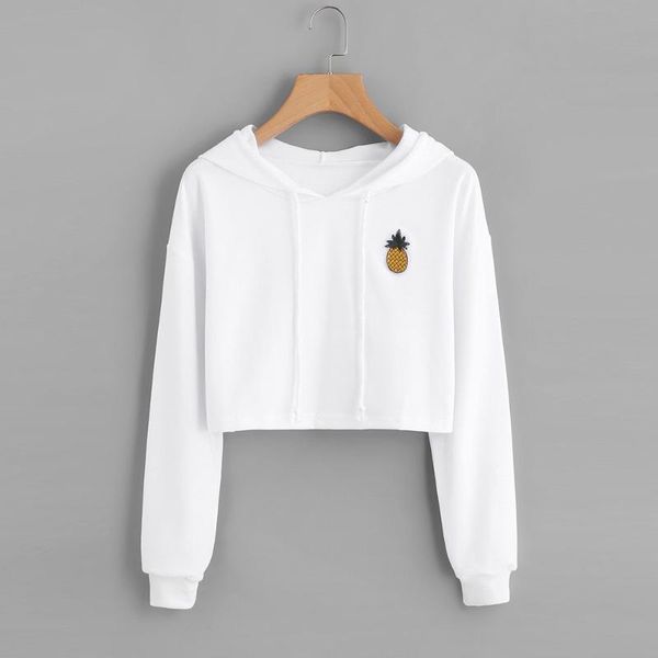 38# women hoodies sweatshirts long sleeve hooded sweatshirt appliques pinapple jumper hooded pullover blouse for female, White
38# women hoodies sweatshirts long sleeve hooded sweatshirt appliques pinapple jumper hooded pullover blouse for female, White