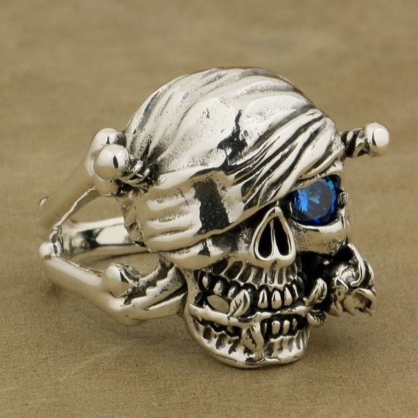 925 sterling silver pirate skull ring rose blue cz mens biker style 9w101 c18122501, Slivery;golden
925 sterling silver pirate skull ring rose blue cz mens biker style 9w101 c18122501, Slivery;golden