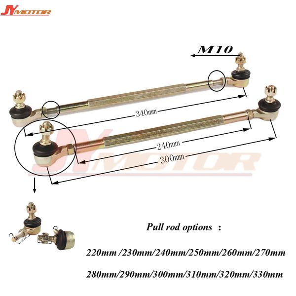 

m10 220/230/240/250/260/270/280/290/300/310/320mm ball joiner bolt tie rod 50cc 70cc 110cc quad dirt bike atv go kart dune buggy