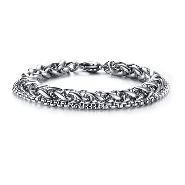 men cool multilayer stainless steel metal bracelet 2 pcs male personalized chain braclet for wristband biker jewelry accessories, Black
men cool multilayer stainless steel metal bracelet 2 pcs male personalized chain braclet for wristband biker jewelry accessories, Black
