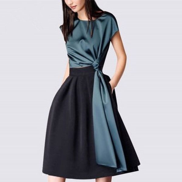 fashion summer women's a line elegant dress mid two piece dress england style, Black;gray
fashion summer women's a line elegant dress mid two piece dress england style, Black;gray