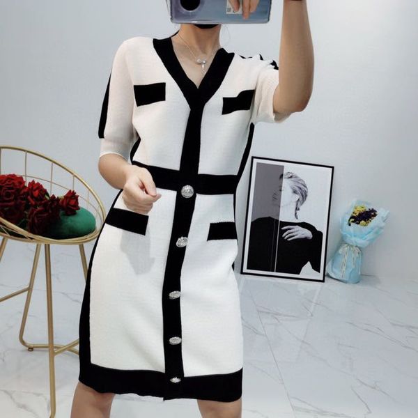 m0563 new fashion women 2020 summer dress european design party style dress, Black;gray
m0563 new fashion women 2020 summer dress european design party style dress, Black;gray