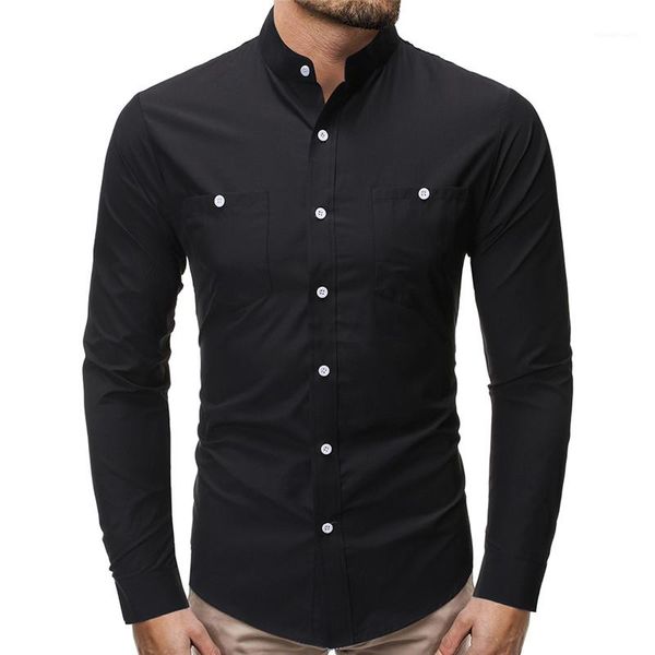 casual shirts fashion single breasted long sleeve mens shirts casual slim males clothing solid color mens, White;black
casual shirts fashion single breasted long sleeve mens shirts casual slim males clothing solid color mens, White;black