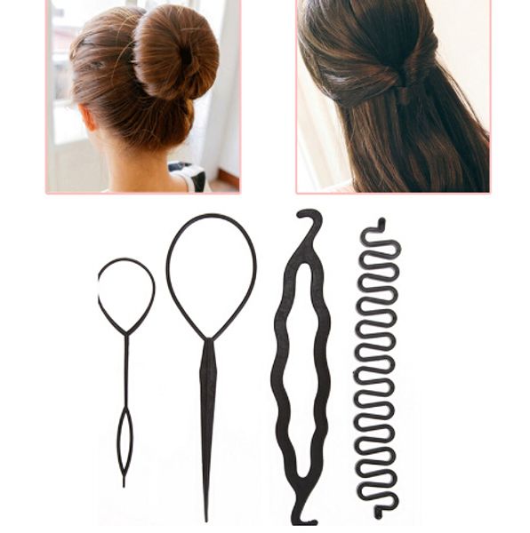 new arrival 4pcs/set magic hair braiding twist curler set hairpin holding braiders pull hair ponytail diy tool styling tool kit, Brown 
new arrival 4pcs/set magic hair braiding twist curler set hairpin holding braiders pull hair ponytail diy tool styling tool kit, Brown