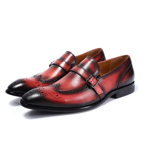 new genuine calf leather slip on men's wedding dress shoes wingtip brogue pattern party banquet men loafer shoes, Black
new genuine calf leather slip on men's wedding dress shoes wingtip brogue pattern party banquet men loafer shoes, Black