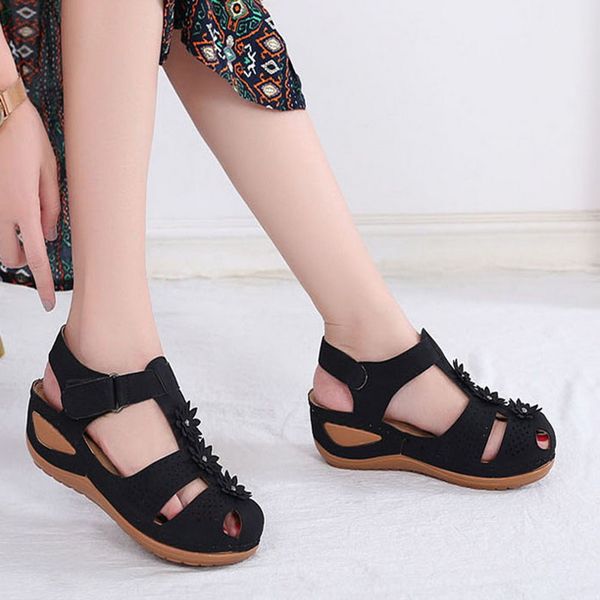 women's wedges sandals flower shoes peep toe bohemia ankle strap hollow round toe casual outdoor hiking slip on shoes, Black
women's wedges sandals flower shoes peep toe bohemia ankle strap hollow round toe casual outdoor hiking slip on shoes, Black