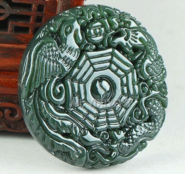beautiful natural green hetian jade carved chinese bagua dragon phoenix lucky pendant + necklace certificate fine jewelry, Silver
beautiful natural green hetian jade carved chinese bagua dragon phoenix lucky pendant + necklace certificate fine jewelry, Silver