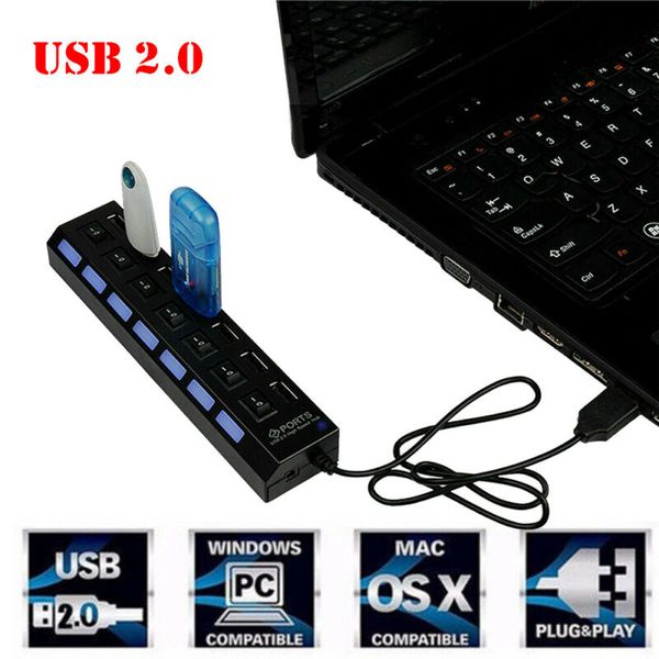 usb 2.0 multi charger hub +high speed adapter 7-port on/off switch lappc usb charger