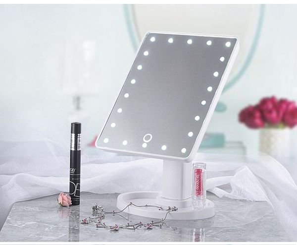 

360 degrees rotation led mirror, touch screen 16/22 leds lighted portable luminous cosmetic mirrors