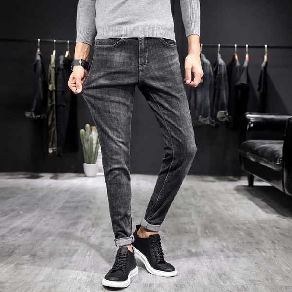 2019 new arrival slim straight jeans mens fashion denim jeans trousers, Blue