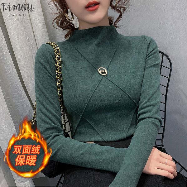 autumn winter t shirt women turtleneck brushed sanding argyle cotton t shirt tee stretchy long sleeve bottoming t9n393, White
autumn winter t shirt women turtleneck brushed sanding argyle cotton t shirt tee stretchy long sleeve bottoming t9n393, White