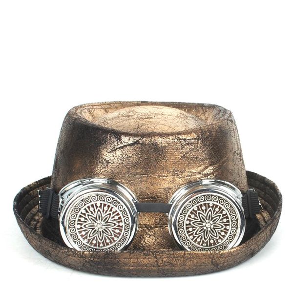 men pork pie hat leather steampunk hat shower fedora gear glasses flat gentleman bowler gambler cosplay, Blue;gray
men pork pie hat leather steampunk hat shower fedora gear glasses flat gentleman bowler gambler cosplay, Blue;gray