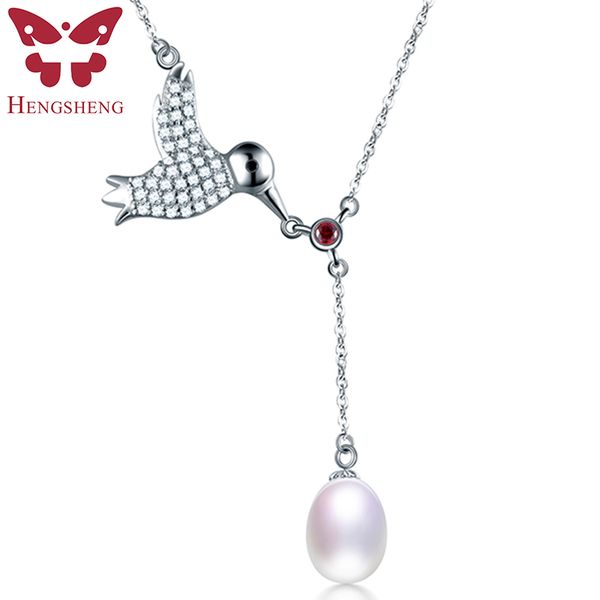 

hengsheng fine birds design jewelry pendants, new 45cm box chain rice natural freshwater pearl necklace with gift box 45cm chain, Silver