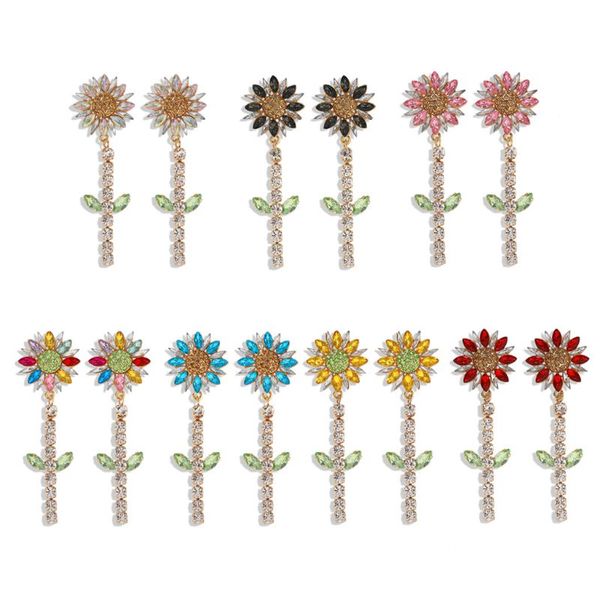 bohemia sunflower tassel dangle earrings women shiny crystal flower sunshine drop earrings wedding party floral jewelry, Silver
bohemia sunflower tassel dangle earrings women shiny crystal flower sunshine drop earrings wedding party floral jewelry, Silver