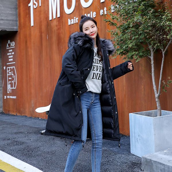 thicken parkas cotton coat women winter parka jackets long hooded warm big fur collar loose outwear pregnant women can wear, Black
thicken parkas cotton coat women winter parka jackets long hooded warm big fur collar loose outwear pregnant women can wear, Black