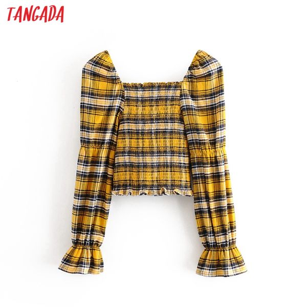 tangada women yellow plaid print pleated crop blouse shirts long sleeve 2020 shirt vintage 3h308, White
tangada women yellow plaid print pleated crop blouse shirts long sleeve 2020 shirt vintage 3h308, White