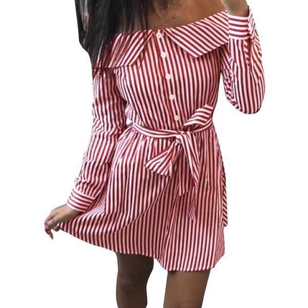 new autumn dress women off shoulder slash neck long sleeve office lady spring party shirt dress fashion striped casual beach, Black;gray
new autumn dress women off shoulder slash neck long sleeve office lady spring party shirt dress fashion striped casual beach, Black;gray