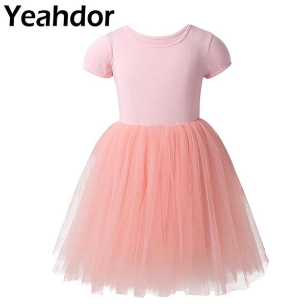 girls tutu ballet dress short sleeve round neck cotton t-shirt tulle dress mid calf kids girl summer dance party princess, Black;red 
girls tutu ballet dress short sleeve round neck cotton t-shirt tulle dress mid calf kids girl summer dance party princess, Black;red