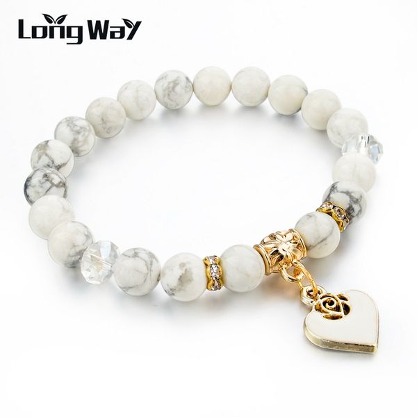 longway heart charm bracelets bangles white natural stone bracelet for women boho jewelry gift pulseiras bijoux sbr150344, Black
longway heart charm bracelets bangles white natural stone bracelet for women boho jewelry gift pulseiras bijoux sbr150344, Black