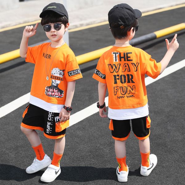 children's clothing boy summer suit 2020 new child boy handsome middle-aged short sleeve fashionable summer tide printing, White
children's clothing boy summer suit 2020 new child boy handsome middle-aged short sleeve fashionable summer tide printing, White