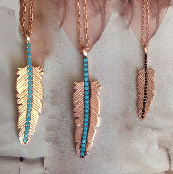 2017 new rose gold over 925 sterling silver pave gem black stone women feather pendant necklace
2017 new rose gold over 925 sterling silver pave gem black stone women feather pendant necklace