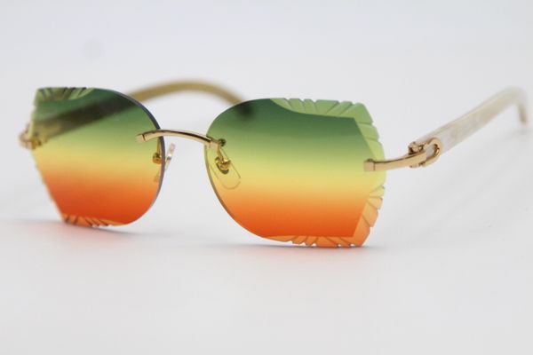 wholesale t8200762 designer carved trimming lens vintage sunglasses new rimless white buffalo horn glassses gold purple brown lens, White;black 
wholesale t8200762 designer carved trimming lens vintage sunglasses new rimless white buffalo horn glassses gold purple brown lens, White;black