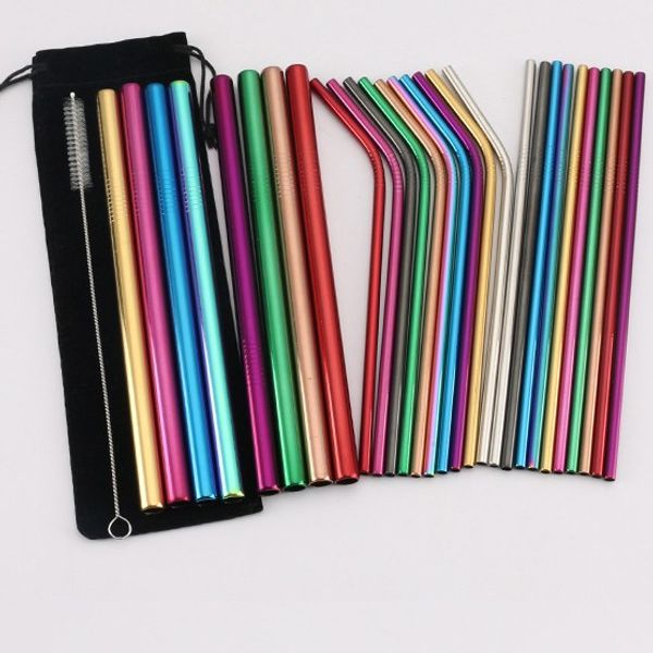 10 colors reusable drinkg straws sets 304 stainless steel straw set straight bent straw cleaning brush bag 5pcs metal reusable straws sets
10 colors reusable drinkg straws sets 304 stainless steel straw set straight bent straw cleaning brush bag 5pcs metal reusable straws sets