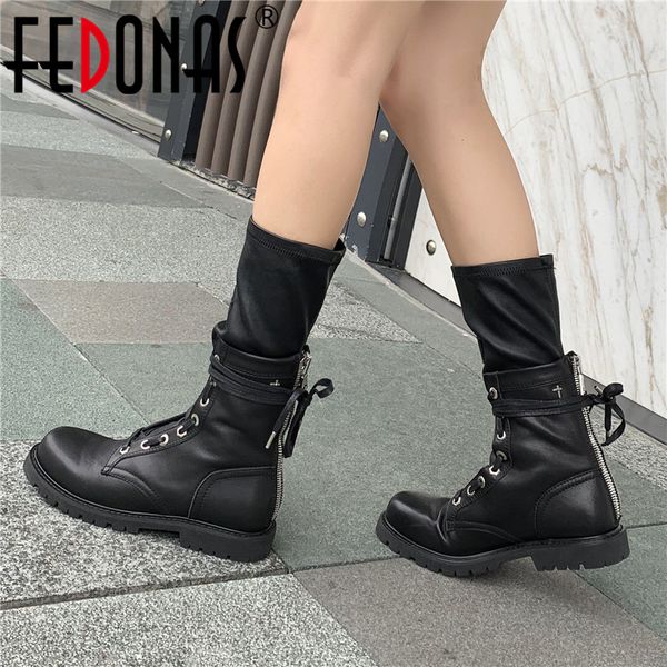 fedonas black genuine leather women mid-calf boots high heels night club shoes woman stretch boots punk motorcycle
fedonas black genuine leather women mid-calf boots high heels night club shoes woman stretch boots punk motorcycle