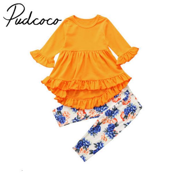 

Pudcoco Lovely Kid Baby Girl Clothes Full Sleeve T-shirt+flower Pants 2pcs Outfits Set 2-7years