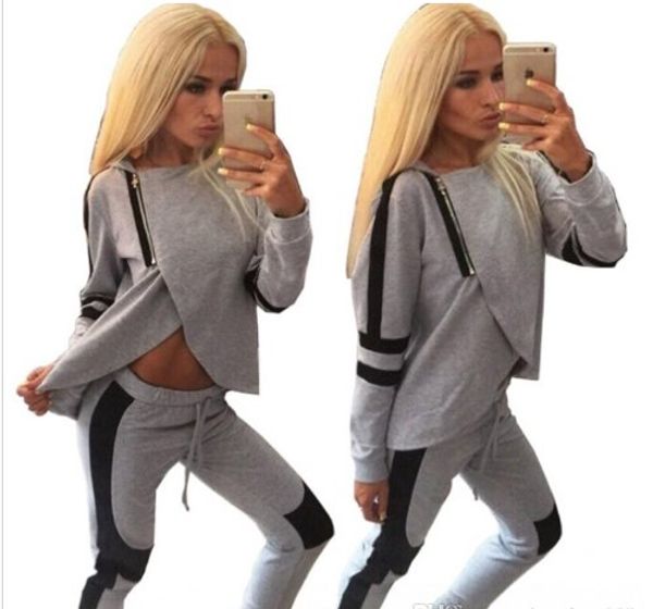 new women irregular slim long sleeves showing belly tracksuits patchwork gray sports and leggings #9010
new women irregular slim long sleeves showing belly tracksuits patchwork gray sports and leggings #9010