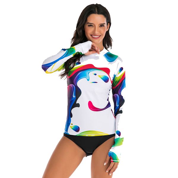 patchwork bodysuit two piece surfing swimsuit women long sleeve rash guards swimwear, White;black
patchwork bodysuit two piece surfing swimsuit women long sleeve rash guards swimwear, White;black