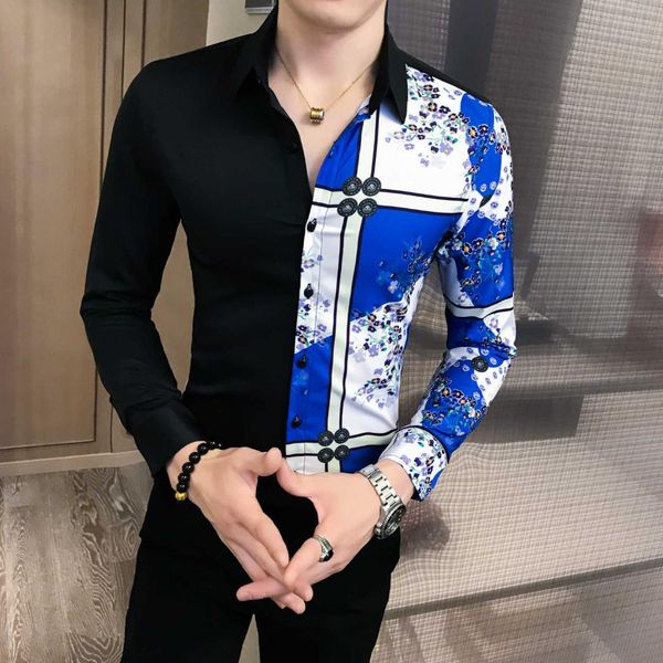mens casual shirts slim fit print party dress shirt social spring autumn long sleeve patchwork color shirt, White;black
mens casual shirts slim fit print party dress shirt social spring autumn long sleeve patchwork color shirt, White;black