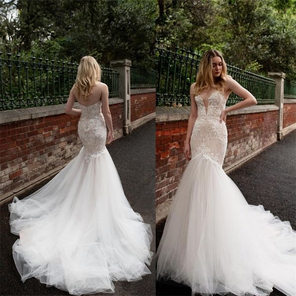 sweetheart plus size mermaid wedding dresses appliqued lace ruched tulle bridal gown garden sleeveless sweep train vestidos de novia, White
sweetheart plus size mermaid wedding dresses appliqued lace ruched tulle bridal gown garden sleeveless sweep train vestidos de novia, White