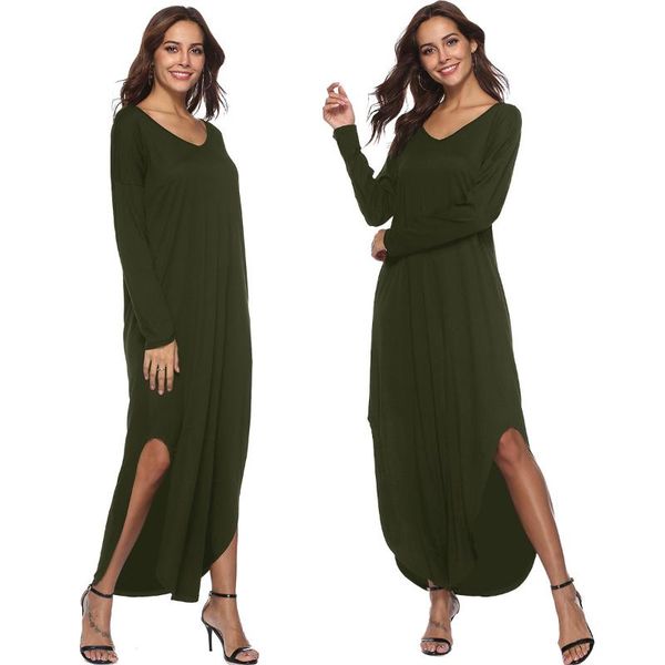casual dresses mamaan style solid split spring autumn v-neck ankle length long sleeve loose female, Black;gray
casual dresses mamaan style solid split spring autumn v-neck ankle length long sleeve loose female, Black;gray