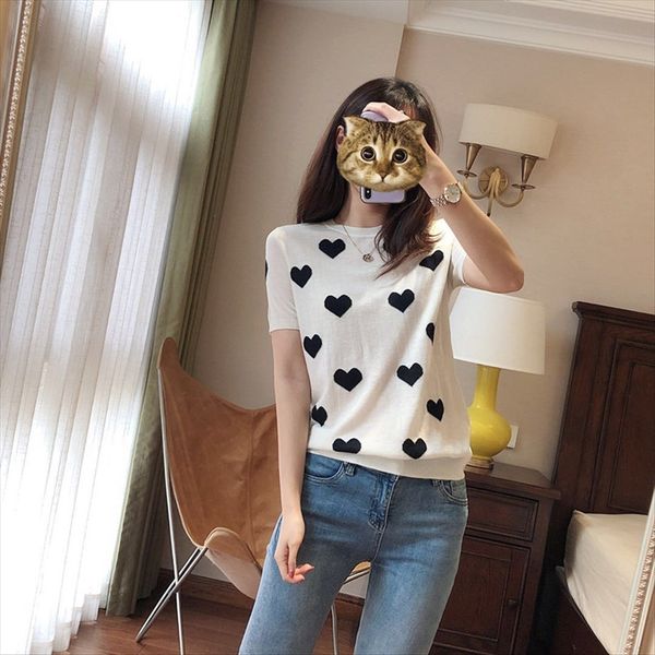f home light luxury + cashmere + real silk yarn heavy industry jacquard gentle love short sleeve knitted jacquard wool t-shirt wool t-shirt, White
f home light luxury + cashmere + real silk yarn heavy industry jacquard gentle love short sleeve knitted jacquard wool t-shirt wool t-shirt, White