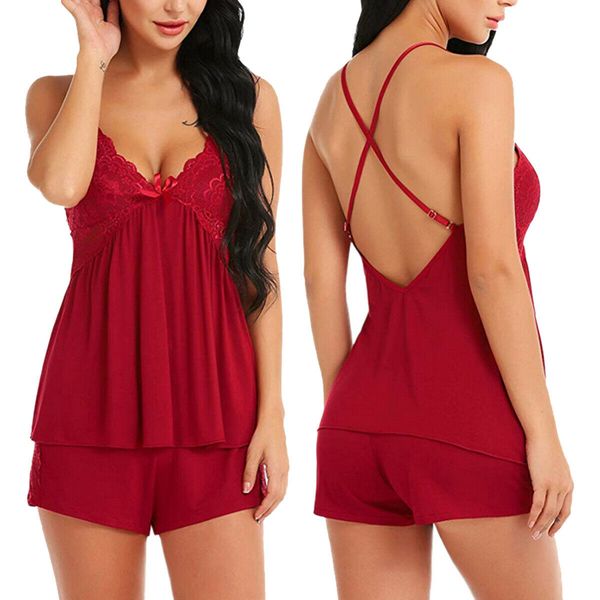 2019 new women lingerie set lace vest + shorts satin deep v backless strappy nightwear suit, Black;white
2019 new women lingerie set lace vest + shorts satin deep v backless strappy nightwear suit, Black;white