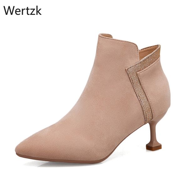 2019 autumn winter stiletto thin high heels pointed toe flock zipper style ankle womens boots bota feminina booties a587, Black
2019 autumn winter stiletto thin high heels pointed toe flock zipper style ankle womens boots bota feminina booties a587, Black