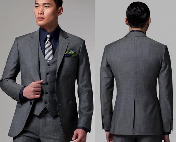 custom made 2020 two buttons dark gray groom tuxedos with notched lapel man suits groomsmen men wedding suits (jacket+pants+vest, Black;gray
custom made 2020 two buttons dark gray groom tuxedos with notched lapel man suits groomsmen men wedding suits (jacket+pants+vest, Black;gray