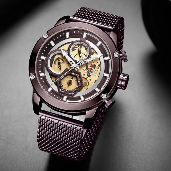 naviforce mens watches sport waterproof quartz wristwatch business casual multi-function clock male reloj hombre, Slivery;brown
naviforce mens watches sport waterproof quartz wristwatch business casual multi-function clock male reloj hombre, Slivery;brown